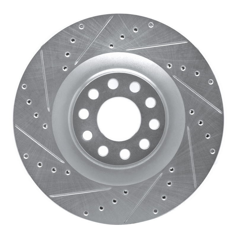 Audi S8 Brake Rotor (1) - Front Left - R1 Concepts - Drilled & Slotted - Silver - `01-`03 Audi S8 Brake Rotor (1) - Front Left - R1 Concepts - Drilled & Slotted - Silver - `01-`03